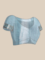 Thumbnail for Blue Tissue Silk Woven Zari Design Floral Saree with Unstitched Blouse - Hiral Fashion - Distacart