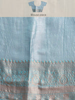 Thumbnail for Blue Tissue Silk Woven Zari Design Floral Saree with Unstitched Blouse - Hiral Fashion - Distacart