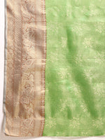 Thumbnail for Green Tissue Silk Woven Zari Design Floral Saree with Unstitched Blouse - Hiral Fashion - Distacart