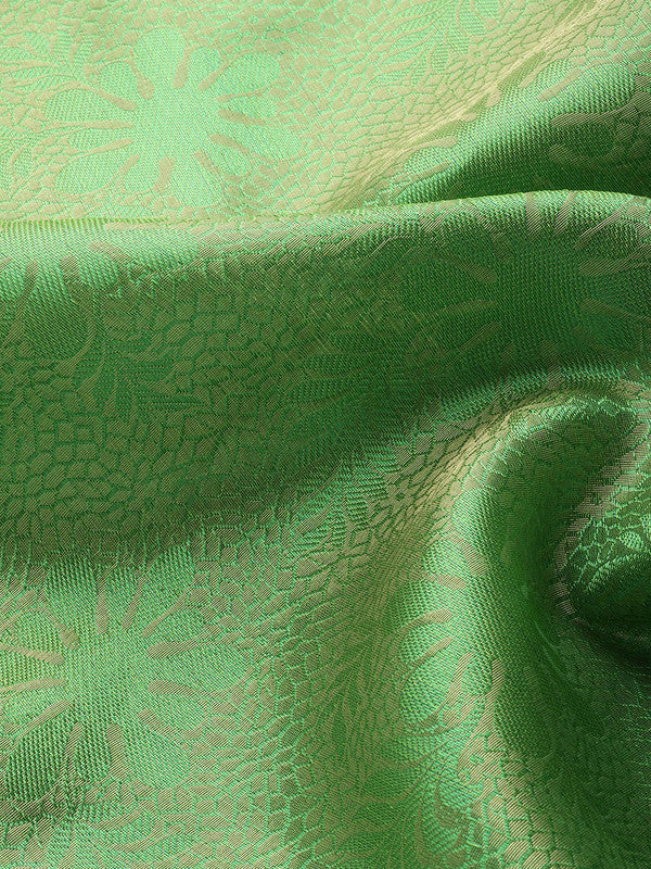 Green Tissue Silk Woven Zari Design Floral Saree with Unstitched Blouse - Hiral Fashion - Distacart