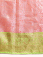 Thumbnail for Pink Tissue Silk Woven Zari Design Floral Saree with Unstitched Blouse - Hiral Fashion - Distacart