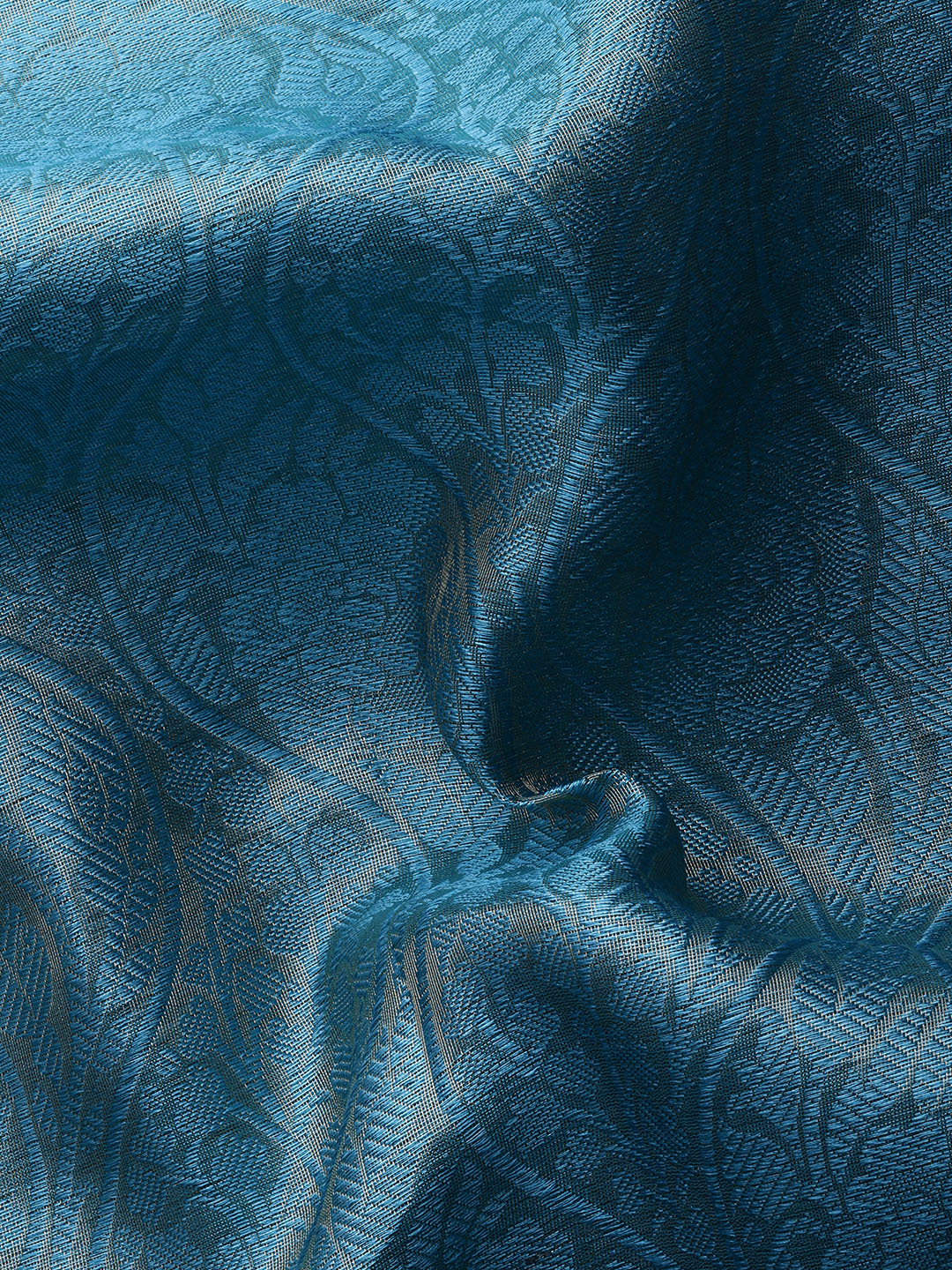 Turquoise Tissue Silk Woven Zari Design Floral Saree with Unstitched Blouse - Hiral Fashion - Distacart