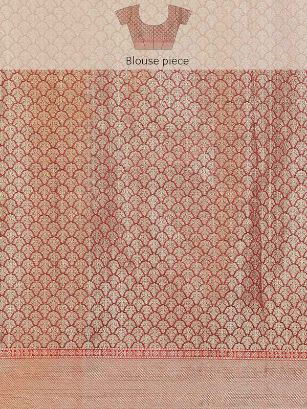 Gray Pure Silk Woven Zari Design Floral Saree with Unstitched Blouse - Hiral Fashion - Distacart