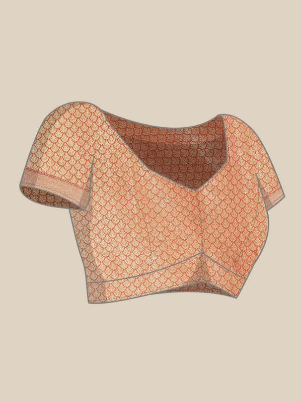 Yellow Pure Silk Woven Zari Design Floral Saree with Unstitched Blouse - Hiral Fashion - Distacart