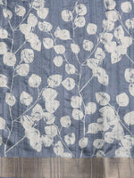 Thumbnail for Blue Silk Blend Digital Print Floral Saree with Unstitched Blouse - Hiral Fashion - Distacart