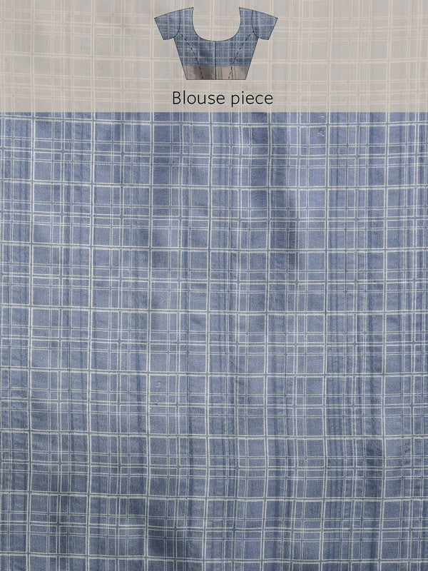 Blue Silk Blend Digital Print Floral Saree with Unstitched Blouse - Hiral Fashion - Distacart