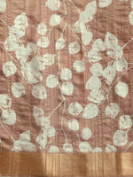 Thumbnail for Brown Silk Blend Digital Print Floral Saree with Unstitched Blouse - Hiral Fashion - Distacart