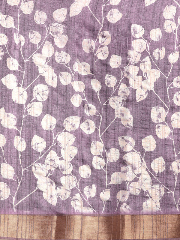 Lavender Silk Blend Digital Print Floral Saree with Unstitched Blouse - Hiral Fashion - Distacart