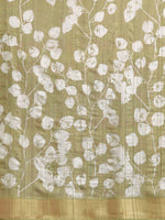 Thumbnail for Olive Silk Blend Digital Print Floral Saree with Unstitched Blouse - Hiral Fashion - Distacart