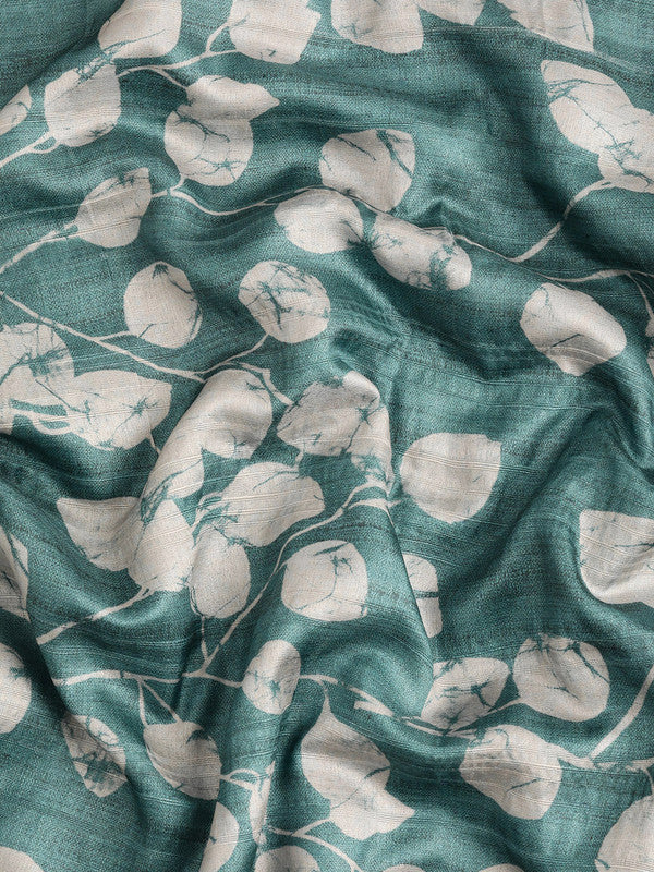 Turquoise Silk Blend Digital Print Floral Saree with Unstitched Blouse - Hiral Fashion - Distacart