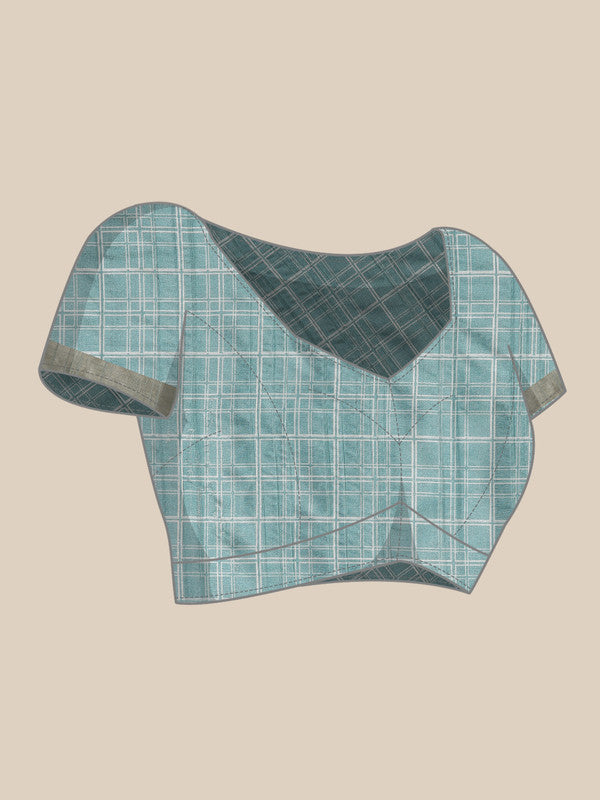 Turquoise Silk Blend Digital Print Floral Saree with Unstitched Blouse - Hiral Fashion - Distacart