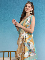 Thumbnail for Beige Tusser Silk Digital Print Animal Print Saree with Unstitched Blouse - Hiral Fashion - Distacart