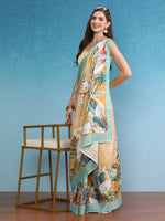 Thumbnail for Beige Tusser Silk Digital Print Animal Print Saree with Unstitched Blouse - Hiral Fashion - Distacart