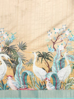 Thumbnail for Beige Tusser Silk Digital Print Animal Print Saree with Unstitched Blouse - Hiral Fashion - Distacart