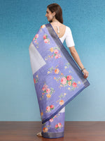 Thumbnail for Lavender Tusser Silk Digital Print Floral Saree with Unstitched Blouse - Hiral Fashion - Distacart