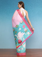 Thumbnail for Pink Tusser Silk Digital Print Animal Print Saree with Unstitched Blouse - Hiral Fashion - Distacart