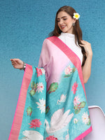 Thumbnail for Pink Tusser Silk Digital Print Animal Print Saree with Unstitched Blouse - Hiral Fashion - Distacart