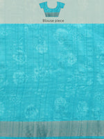 Thumbnail for Turquoise Tusser Silk Digital Print Floral Saree with Unstitched Blouse - Hiral Fashion - Distacart