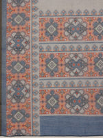 Thumbnail for Gray Cotton Blend Digital Print Floral Saree with Unstitched Blouse - Hiral Fashion - Distacart