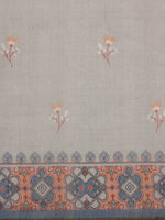 Thumbnail for Gray Cotton Blend Digital Print Floral Saree with Unstitched Blouse - Hiral Fashion - Distacart