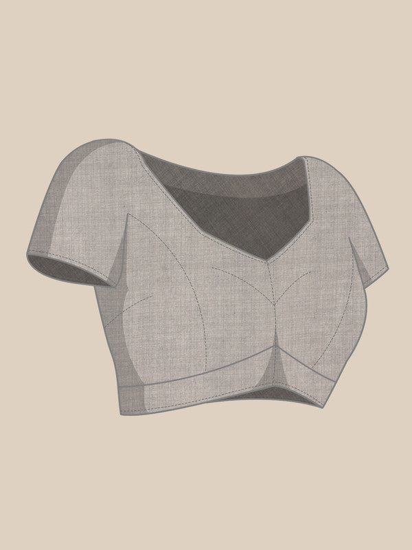 Gray Cotton Blend Digital Print Floral Saree with Unstitched Blouse - Hiral Fashion - Distacart