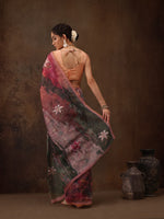 Thumbnail for Multicolor Silk Blend Digital Print Floral Saree with Unstitched Blouse - Hiral Fashion - Distacart