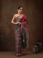 Thumbnail for Multicolor Silk Blend Digital Print Floral Saree with Unstitched Blouse - Hiral Fashion - Distacart