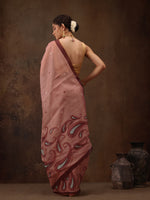 Thumbnail for Peach Cotton Blend Digital Print Floral Saree with Unstitched Blouse - Hiral Fashion - Distacart