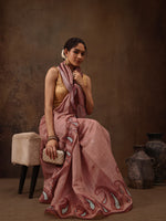 Thumbnail for Peach Cotton Blend Digital Print Floral Saree with Unstitched Blouse - Hiral Fashion - Distacart