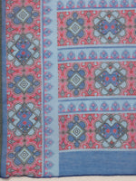 Thumbnail for Sky Blue Cotton Blend Digital Print Floral Saree with Unstitched Blouse - Hiral Fashion - Distacart