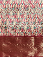 Thumbnail for Off White Kanchipuram Silk Digital Print Paisely Saree with Unstitched Blouse - Hiral Fashion - Distacart