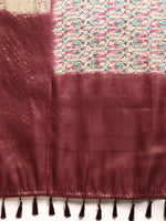 Thumbnail for Off White Kanchipuram Silk Digital Print Paisely Saree with Unstitched Blouse - Hiral Fashion - Distacart