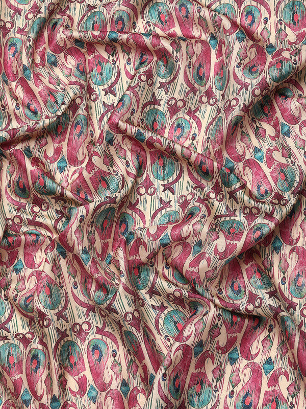 Off White Kanchipuram Silk Digital Print Paisely Saree with Unstitched Blouse - Hiral Fashion - Distacart