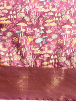 Thumbnail for Purple Kanchipuram Silk Digital Print Floral Saree with Unstitched Blouse - Hiral Fashion - Distacart