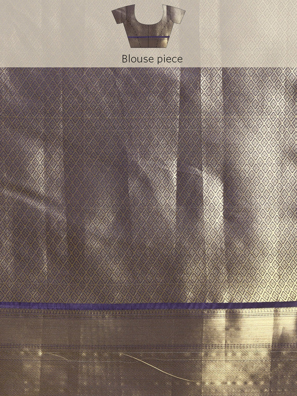 Blue Kanchipuram Silk Digital Print Floral Saree with Unstitched Blouse - Hiral Fashion - Distacart