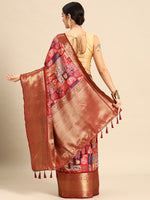 Thumbnail for Multicolor Kanchipuram Silk Digital Print Paisely Saree with Unstitched Blouse - Hiral Fashion - Distacart