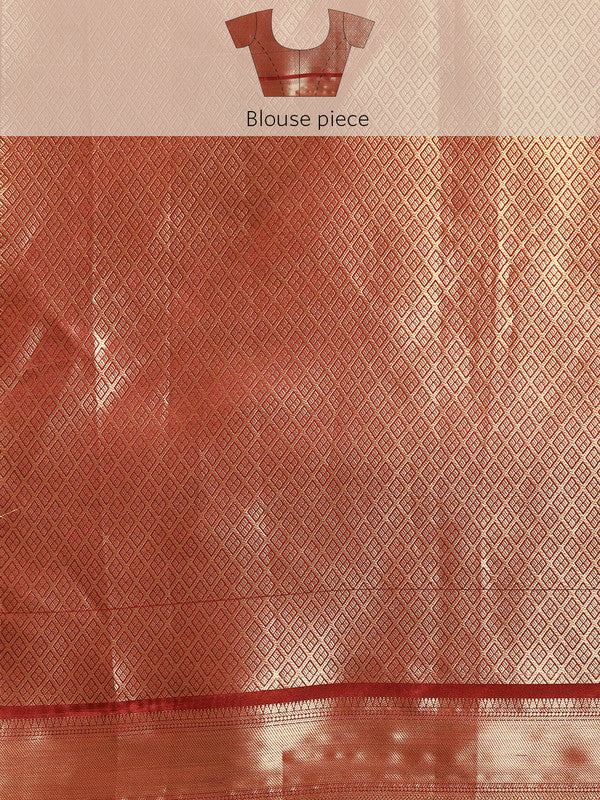 Multicolor Kanchipuram Silk Digital Print Paisely Saree with Unstitched Blouse - Hiral Fashion - Distacart