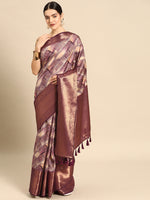Thumbnail for Beige Kanchipuram Silk Digital Print Geomatric Saree with Unstitched Blouse - Hiral Fashion - Distacart