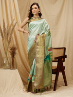Thumbnail for Olive Kanjeevaram Silk Digital Print Animal Print Saree with Unstitched Blouse - Hiral Fashion - Distacart