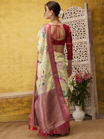 Thumbnail for Multicolor Kanjeevaram Silk Digital Print Floral Saree with Unstitched Blouse - Hiral Fashion - Distacart