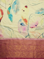 Thumbnail for Multicolor Kanjeevaram Silk Digital Print Floral Saree with Unstitched Blouse - Hiral Fashion - Distacart