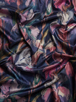 Thumbnail for Navy Blue Kanjeevaram Silk Digital Print Floral Saree with Unstitched Blouse - Hiral Fashion - Distacart