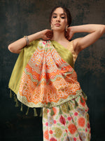 Thumbnail for Multicolor Silk Blend Digital Print Bandhani Saree with Unstitched Blouse - Hiral Fashion - Distacart