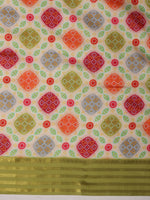 Thumbnail for Multicolor Silk Blend Digital Print Bandhani Saree with Unstitched Blouse - Hiral Fashion - Distacart