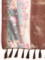 Thumbnail for Purple Kanjeevaram Silk Digital Print Geomatric Saree with Unstitched Blouse - Hiral Fashion - Distacart