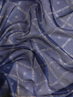 Thumbnail for Navy Blue Kanjeevaram Silk Digital Print Geomatric Saree with Unstitched Blouse - Hiral Fashion - Distacart