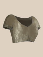 Thumbnail for Gray Kanjeevaram Silk Digital Print Striped Saree with Unstitched Blouse - Hiral Fashion - Distacart