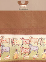 Thumbnail for Maroon Kanjeevaram Silk Digital Print Striped Saree with Unstitched Blouse - Hiral Fashion - Distacart