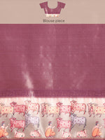 Thumbnail for Purple Kanjeevaram Silk Digital Print Striped Saree with Unstitched Blouse - Hiral Fashion - Distacart