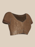 Thumbnail for Brown Kanjeevaram Silk Digital Print Geomatric Saree with Unstitched Blouse - Hiral Fashion - Distacart